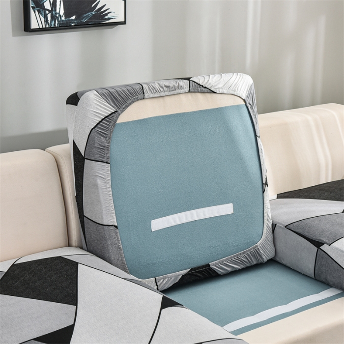 91家纺网 家纺一手货源 找家纺 四季鹿 2023新款牛奶丝印花坐垫套组合沙发 黑白灰