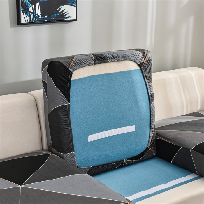 91家纺网 家纺一手货源 找家纺 四季鹿 2023新款牛奶丝印花坐垫套组合沙发 黑方