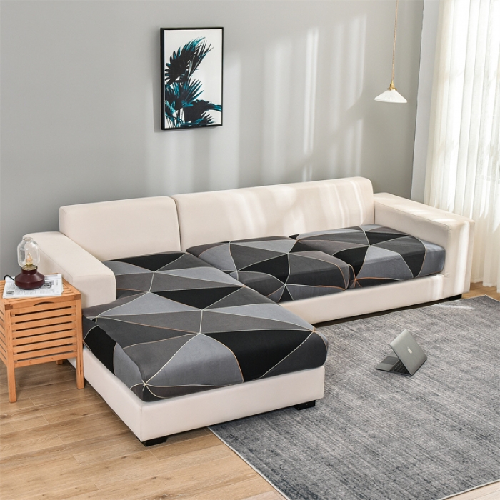 91家纺网 家纺一手货源 找家纺 四季鹿 2023新款牛奶丝印花坐垫套组合沙发 黑方