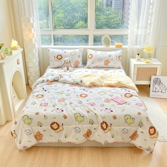 91家纺网 家纺一手货源 找家纺 慕尚  2025新款满天星凉席夏被组合四件套 动物城