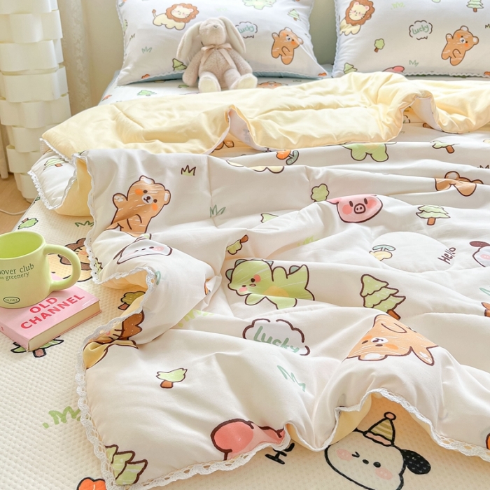 91家纺网 家纺一手货源 找家纺 慕尚  2025新款满天星凉席夏被组合四件套 动物城