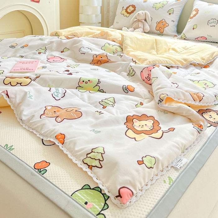 91家纺网 家纺一手货源 找家纺 慕尚  2025新款满天星凉席夏被组合四件套 动物城