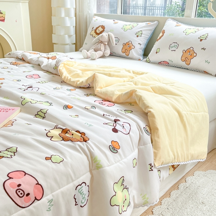 91家纺网 家纺一手货源 找家纺 慕尚  2025新款满天星凉席夏被组合四件套 动物城