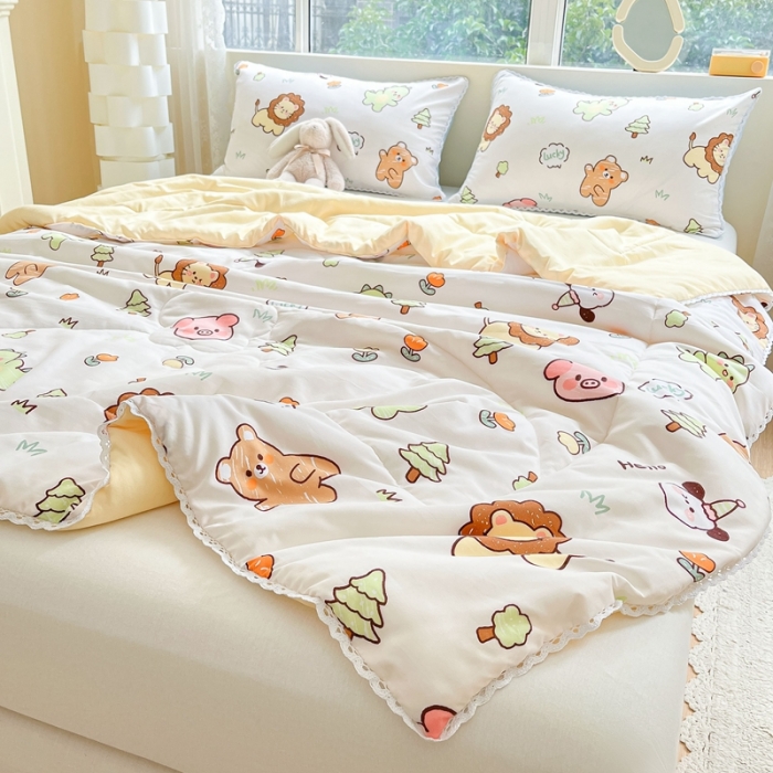 91家纺网 家纺一手货源 找家纺 慕尚  2025新款满天星凉席夏被组合四件套 动物城