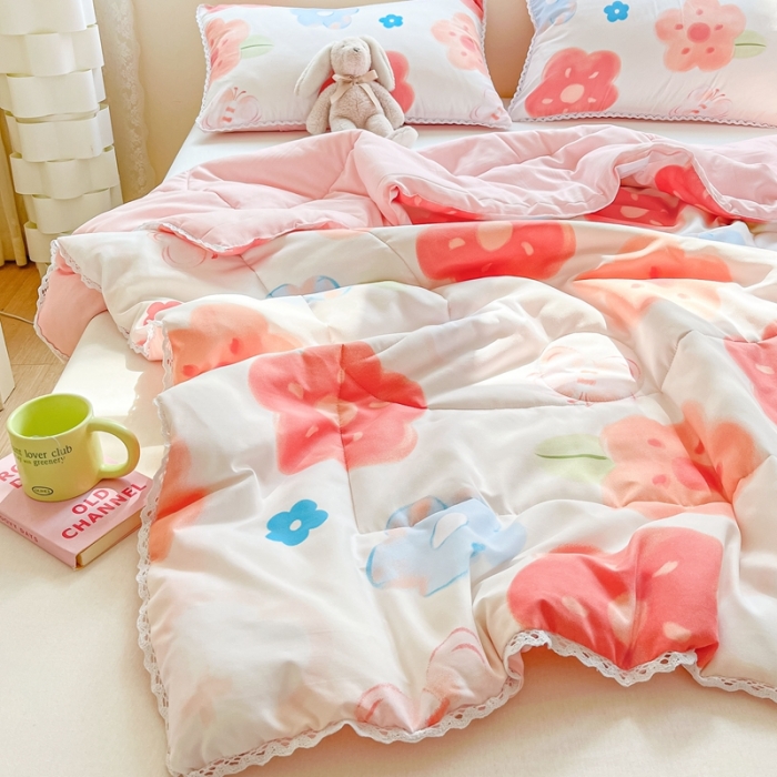 91家纺网 家纺一手货源 找家纺 慕尚  2025新款满天星凉席夏被组合四件套 蝴蝶花