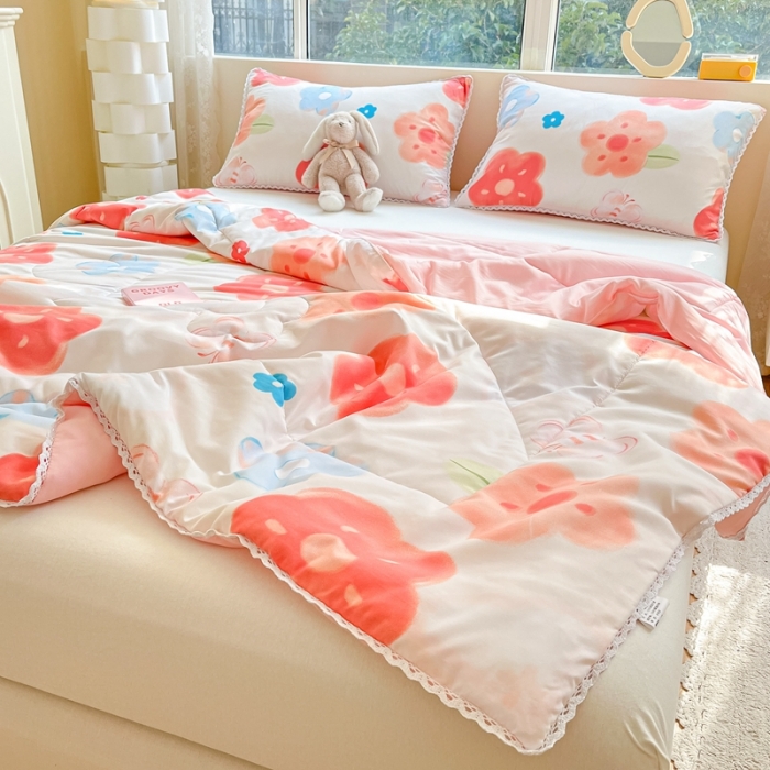 91家纺网 家纺一手货源 找家纺 慕尚  2025新款满天星凉席夏被组合四件套 蝴蝶花