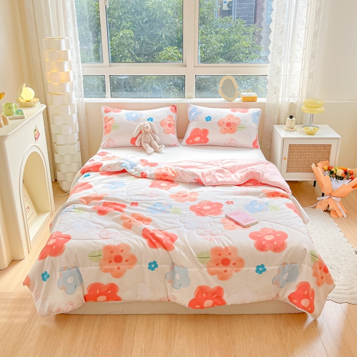 91家纺网 家纺一手货源 找家纺 慕尚  2025新款满天星凉席夏被组合四件套 蝴蝶花