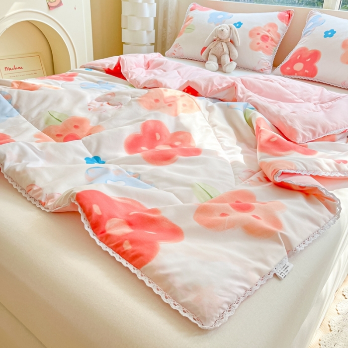 91家纺网 家纺一手货源 找家纺 慕尚  2025新款满天星凉席夏被组合四件套 蝴蝶花