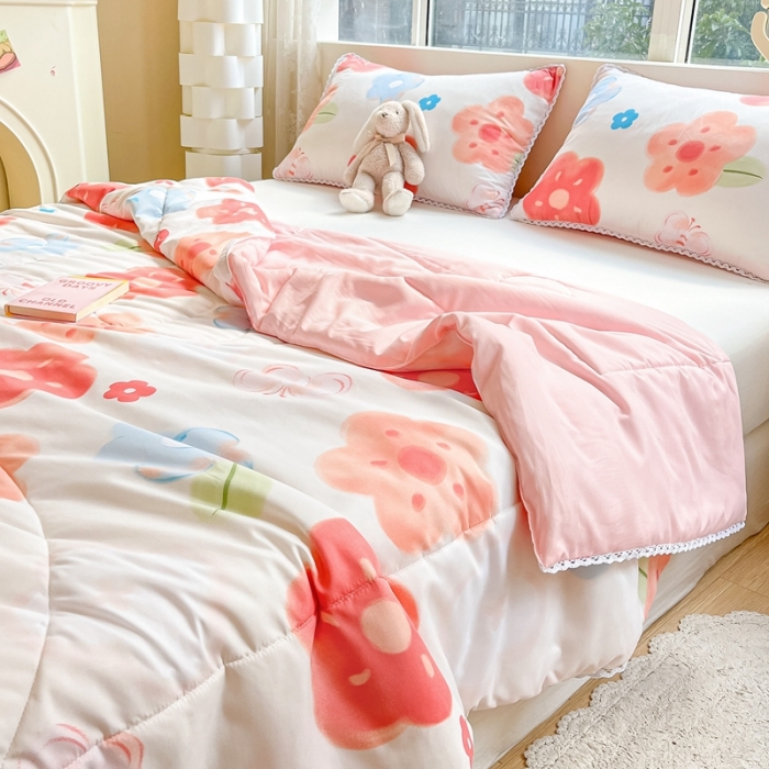 91家纺网 家纺一手货源 找家纺 慕尚  2025新款满天星凉席夏被组合四件套 蝴蝶花