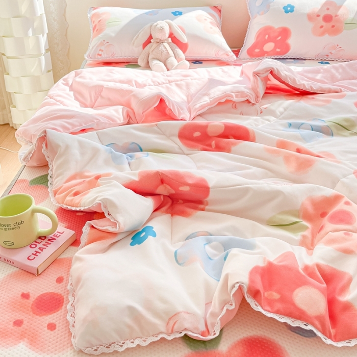 91家纺网 家纺一手货源 找家纺 慕尚  2025新款满天星凉席夏被组合四件套 蝴蝶花