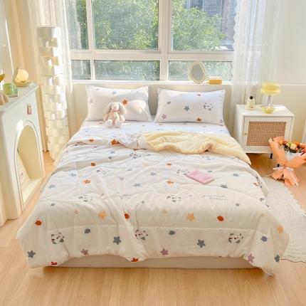 91家纺网 家纺一手货源 找家纺 慕尚  2025新款满天星凉席夏被组合四件套 萌萌飞机