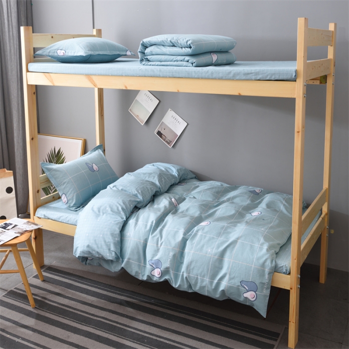 91家纺网 家纺一手货源 找家纺 卡迪亚 2023新款学生单人全棉三件套 牛油果