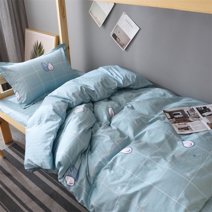 91家纺网 家纺一手货源 找家纺 卡迪亚 2023新款学生单人全棉三件套 牛油果