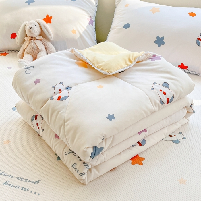 91家纺网 家纺一手货源 找家纺 慕尚  2025新款满天星凉席夏被组合四件套 萌萌飞机