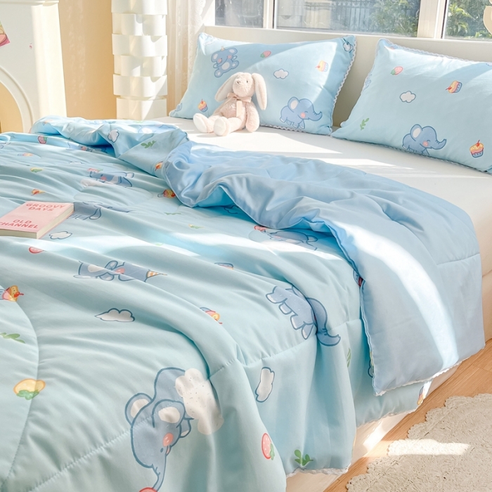 91家纺网 家纺一手货源 找家纺 慕尚  2025新款满天星凉席夏被组合四件套 萌小象