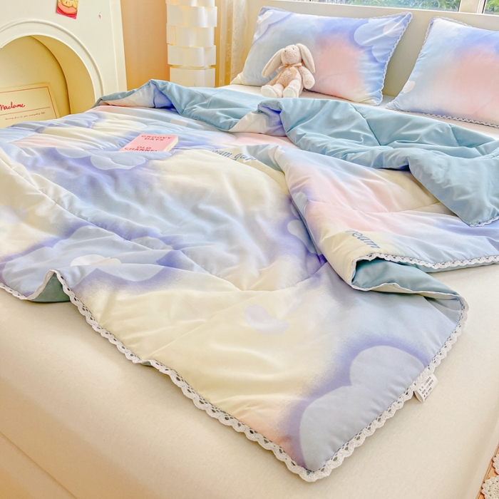 91家纺网 家纺一手货源 找家纺 慕尚  2025新款满天星凉席夏被组合四件套 梦花园