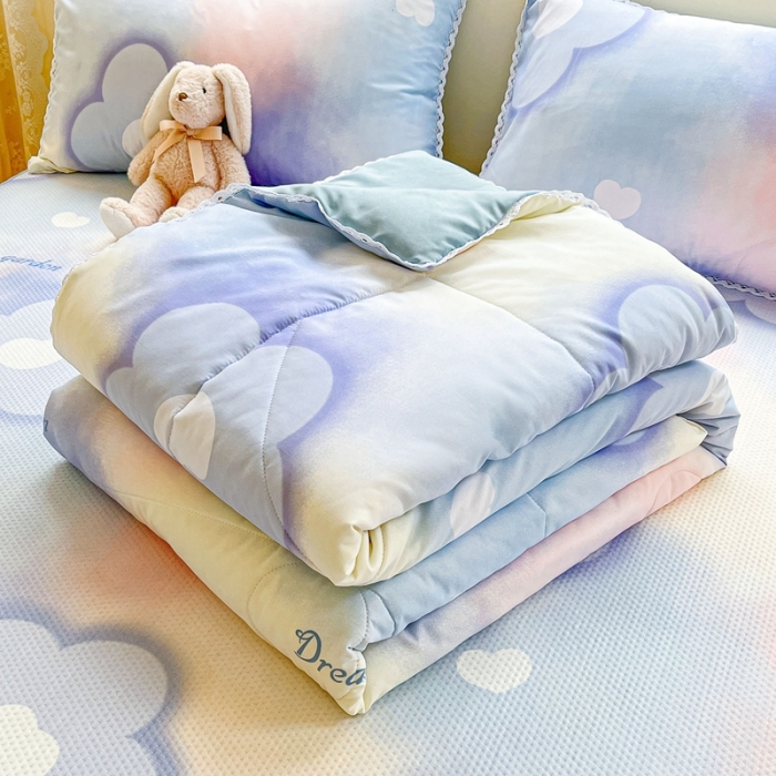 91家纺网 家纺一手货源 找家纺 慕尚  2025新款满天星凉席夏被组合四件套 梦花园