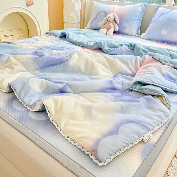 91家纺网 家纺一手货源 找家纺 慕尚  2025新款满天星凉席夏被组合四件套 梦花园