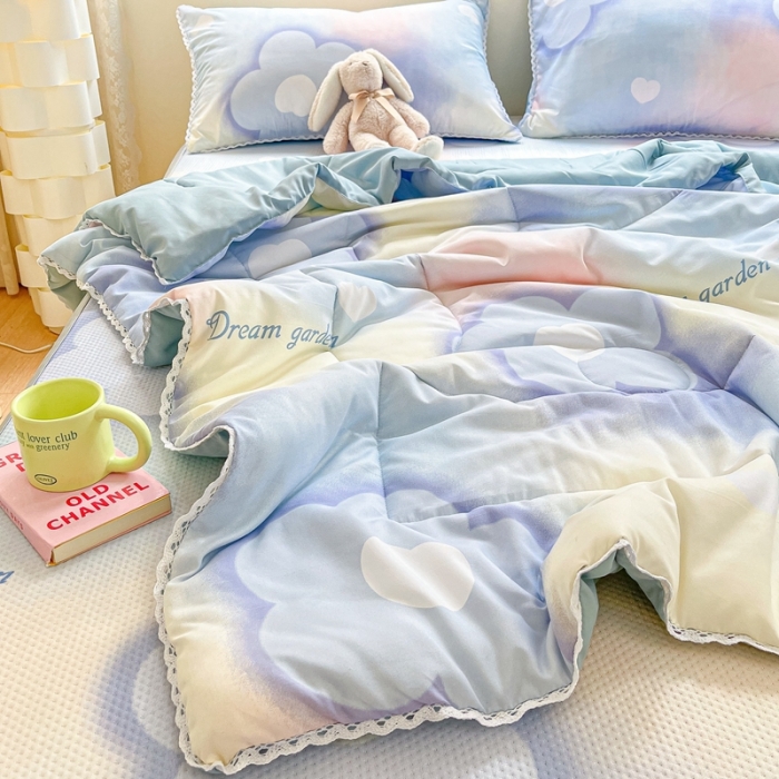 91家纺网 家纺一手货源 找家纺 慕尚  2025新款满天星凉席夏被组合四件套 梦花园