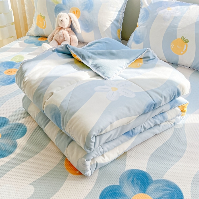 91家纺网 家纺一手货源 找家纺 慕尚  2025新款满天星凉席夏被组合四件套 柠檬花