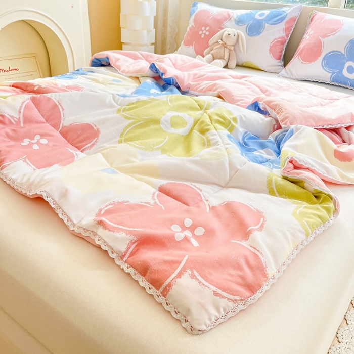 91家纺网 家纺一手货源 找家纺 慕尚  2025新款满天星凉席夏被组合四件套 七彩花