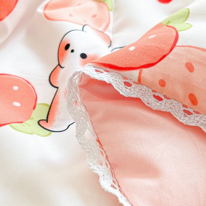 91家纺网 家纺一手货源 找家纺 慕尚  2025新款满天星凉席夏被组合四件套 小草莓兔