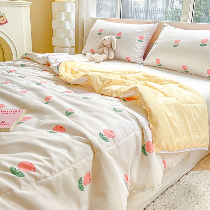 91家纺网 家纺一手货源 找家纺 慕尚  2025新款满天星凉席夏被组合四件套 郁金香