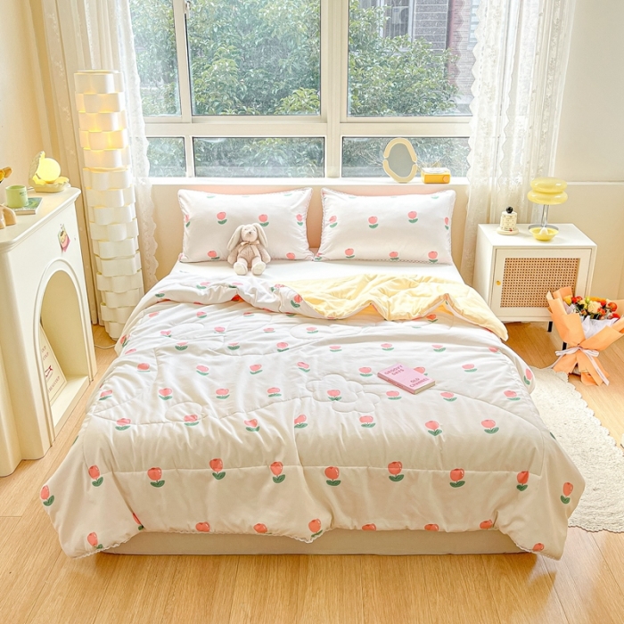 91家纺网 家纺一手货源 找家纺 慕尚  2025新款满天星凉席夏被组合四件套 郁金香