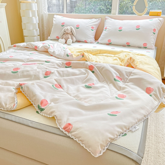 91家纺网 家纺一手货源 找家纺 慕尚  2025新款满天星凉席夏被组合四件套 郁金香