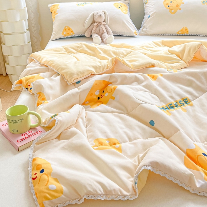 91家纺网 家纺一手货源 找家纺 慕尚  2025新款满天星凉席夏被组合四件套 芝士饼干