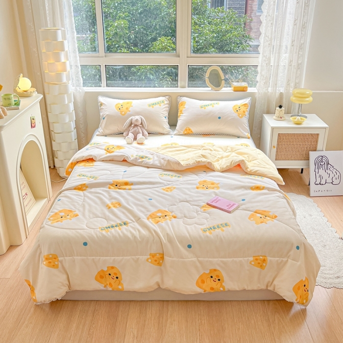 91家纺网 家纺一手货源 找家纺 慕尚  2025新款满天星凉席夏被组合四件套 芝士饼干