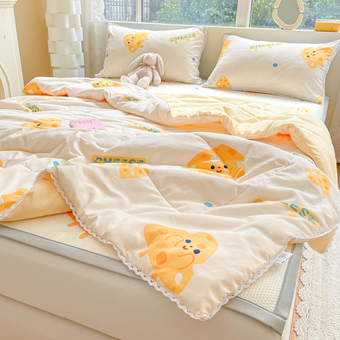 91家纺网 家纺一手货源 找家纺 慕尚  2025新款满天星凉席夏被组合四件套 芝士饼干