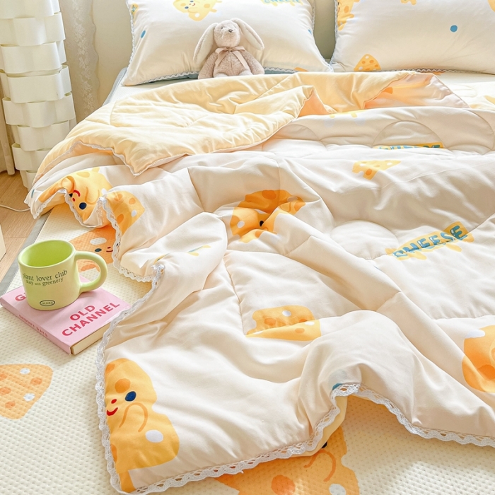 91家纺网 家纺一手货源 找家纺 慕尚  2025新款满天星凉席夏被组合四件套 芝士饼干