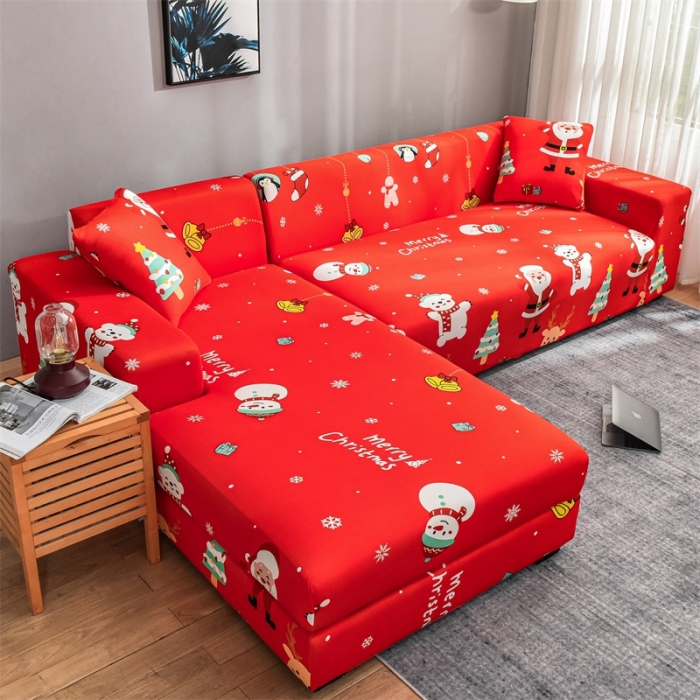 91家纺网 家纺一手货源 找家纺 四季鹿 2023新款牛奶丝组合沙发套 圣诞企鹅