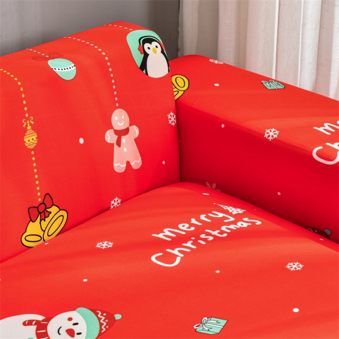 91家纺网 家纺一手货源 找家纺 四季鹿 2023新款牛奶丝组合沙发套 圣诞企鹅