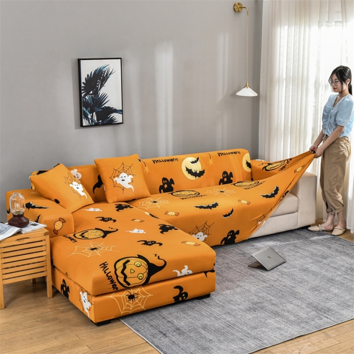 91家纺网 家纺一手货源 找家纺 四季鹿 2023新款牛奶丝组合沙发套 万圣节