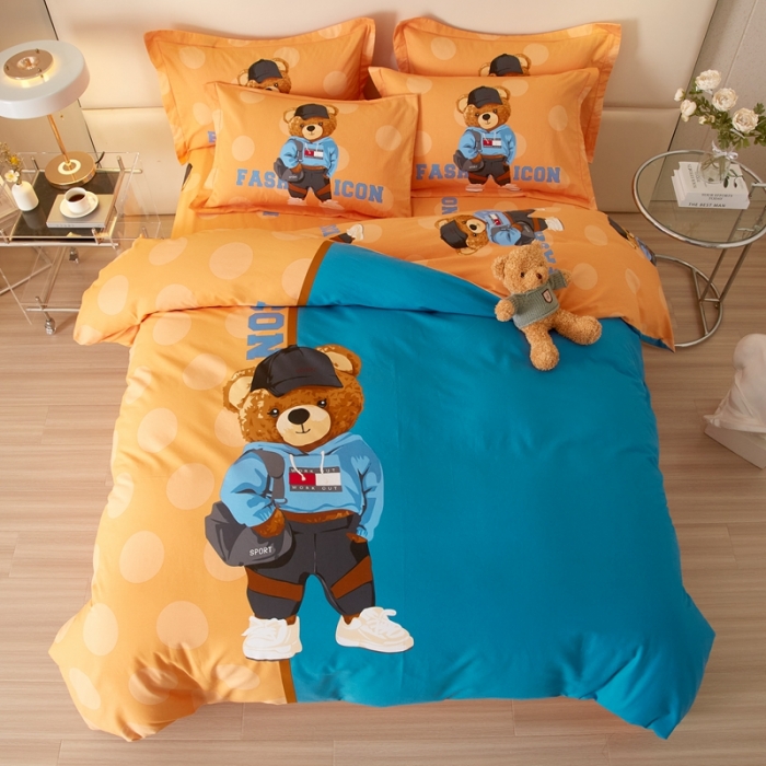 91家纺网 家纺一手货源 找家纺 金纱玉纺2023新款全棉生态大版磨毛四件套 童话