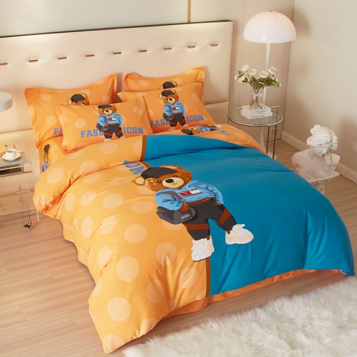 91家纺网 家纺一手货源 找家纺 金纱玉纺2023新款全棉生态大版磨毛四件套 童话