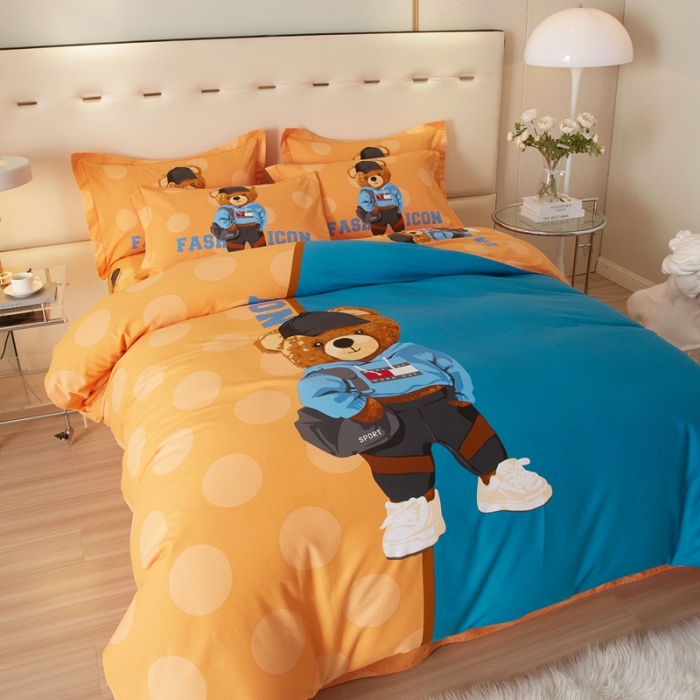 91家纺网 家纺一手货源 找家纺 金纱玉纺2023新款全棉生态大版磨毛四件套 童话