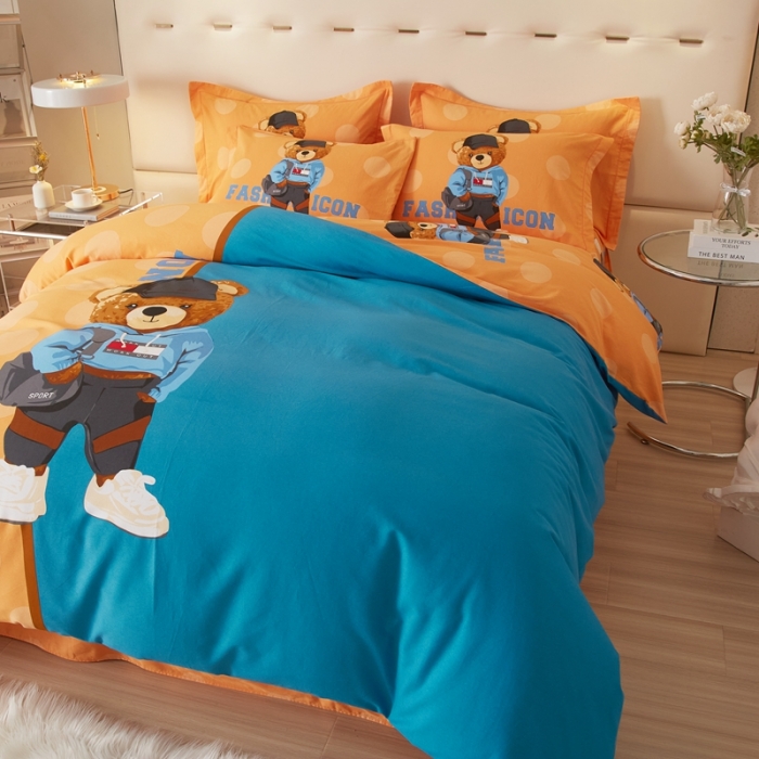 91家纺网 家纺一手货源 找家纺 金纱玉纺2023新款全棉生态大版磨毛四件套 童话