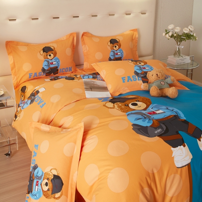 91家纺网 家纺一手货源 找家纺 金纱玉纺2023新款全棉生态大版磨毛四件套 童话