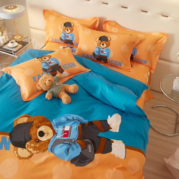 91家纺网 家纺一手货源 找家纺 金纱玉纺2023新款全棉生态大版磨毛四件套 童话