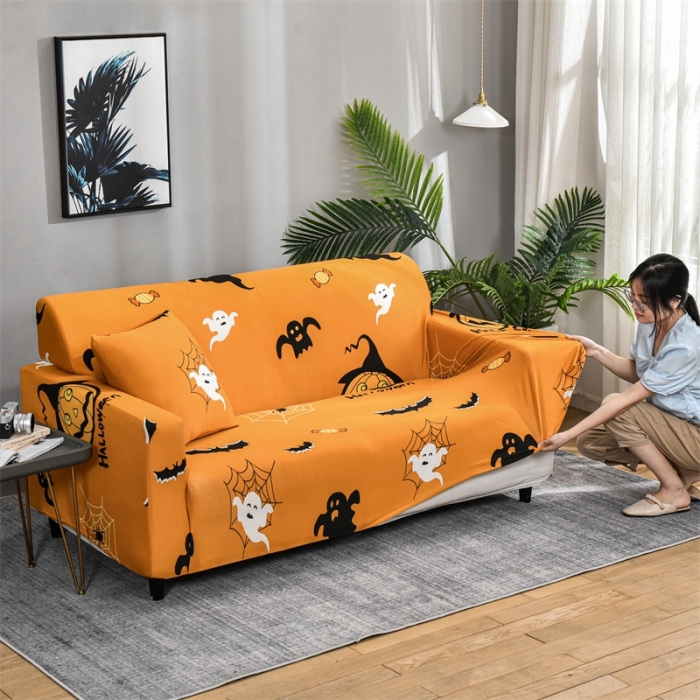 91家纺网 家纺一手货源 找家纺 四季鹿 2023新款牛奶丝沙发套单个沙发 万圣节