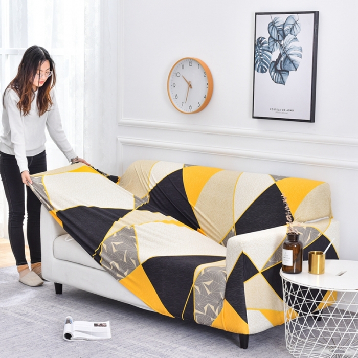 91家纺网 家纺一手货源 找家纺 四季鹿 2023新款牛奶丝沙发套单个沙发 纹理