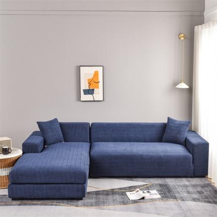 四季鹿 2023新款格格绒沙发套贵妃组合 藏蓝色