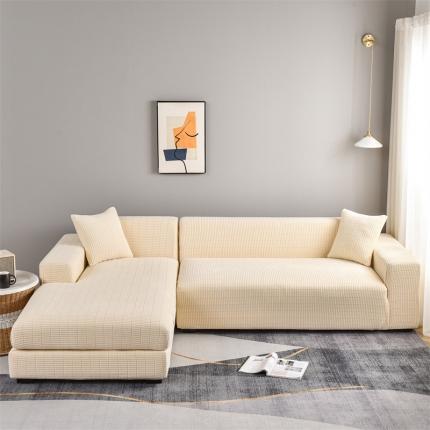 四季鹿 2023新款格格绒沙发套贵妃组合 米黄