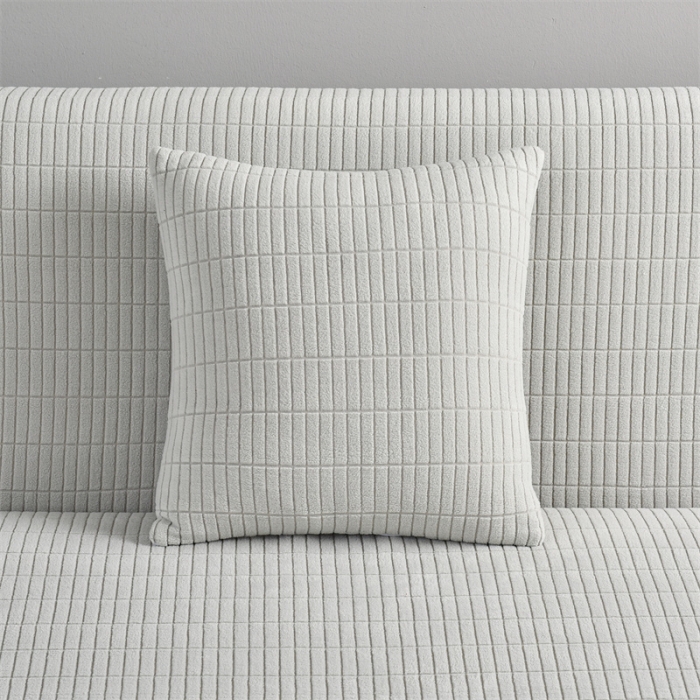 91家纺网 家纺一手货源 找家纺 四季鹿 2023新款格格绒沙发套贵妃组合 浅灰色