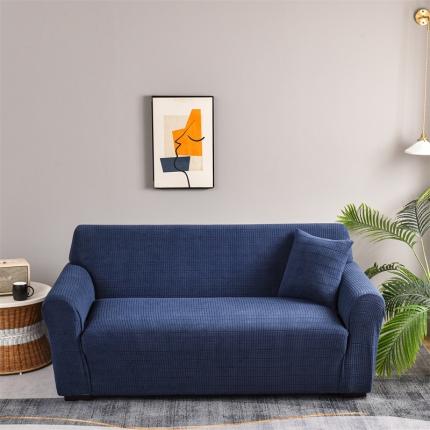 四季鹿 2023新款格格绒沙发套三人沙发 藏蓝色