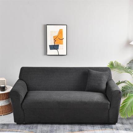 四季鹿 2023新款格格绒沙发套三人沙发 黑色