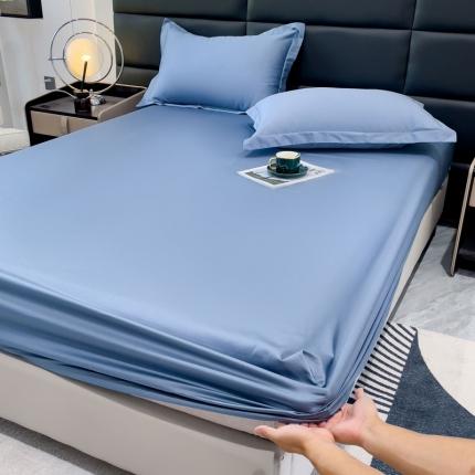 91家纺网 家纺一手货源 找家纺 金丝鸟 2023新款全棉100支长绒棉单品床笠 风暴蓝